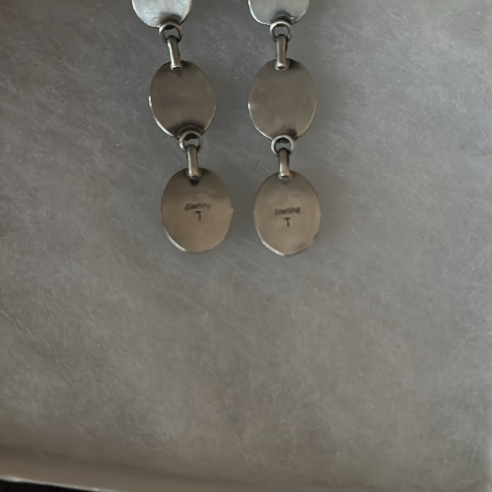 Genuine Native American handmade turquoise earrings. Artist: Tricia Smith - Picture 4 of 4